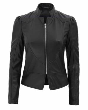 Amy Womens Black Slim Fit Leather jacket